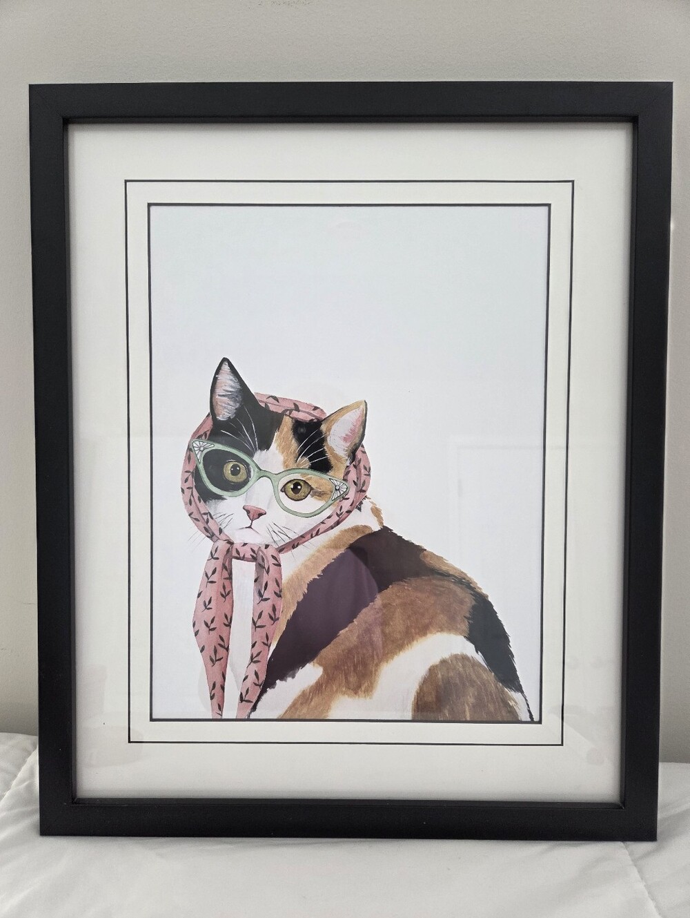 GRANNY CALICO CAT FRAMED ART PRINT